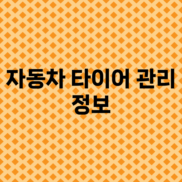 자동차 타이어 관리…