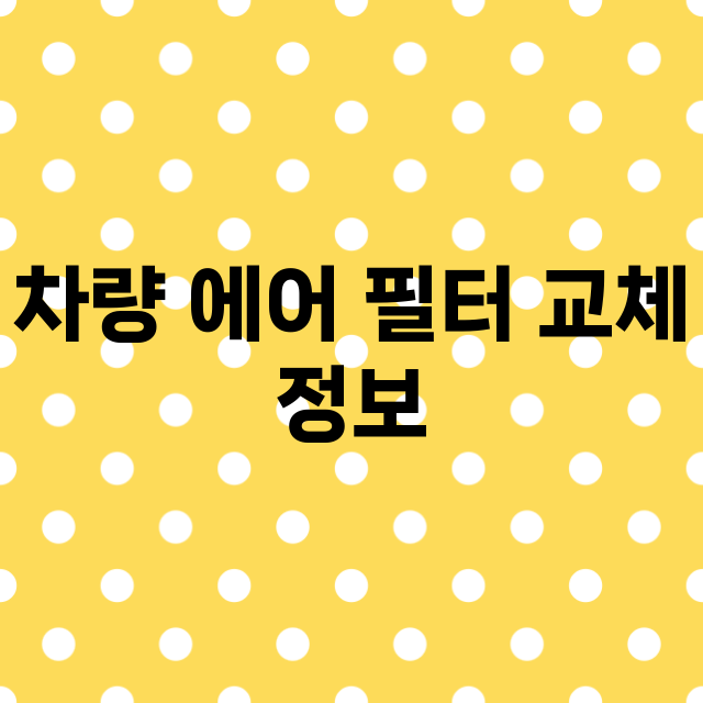 차량 에어 필터 교…