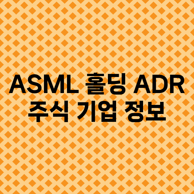 ASML 홀딩 ADR 기업 총정리