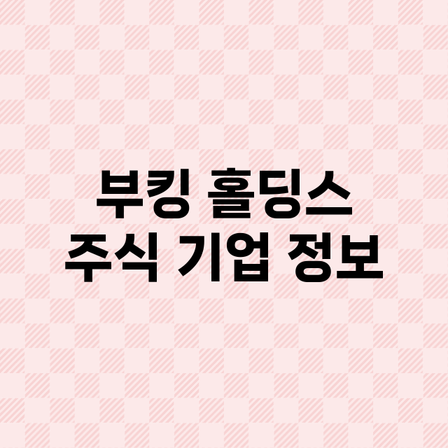 부킹 홀딩스 기업 총정리