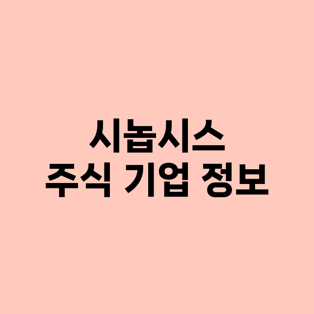 시놉시스 기업 총정리