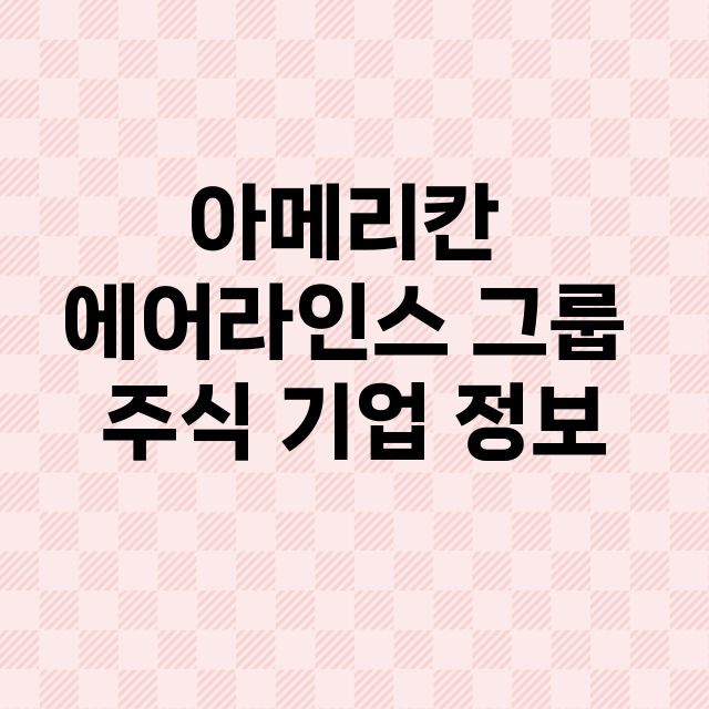 아메리칸 에어라인스 그룹 기업 총정리