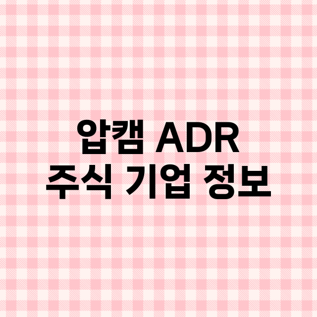 압캠 ADR 기업 총정리