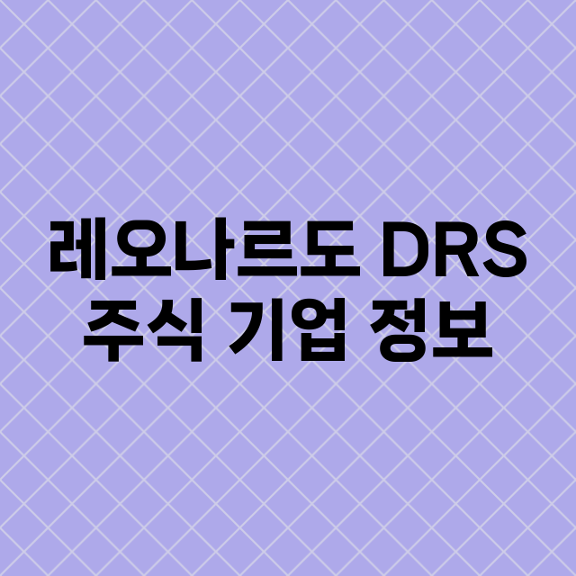 레오나르도 DRS 기업 총정리