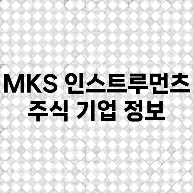 MKS 인스트루먼츠 기업 총정리