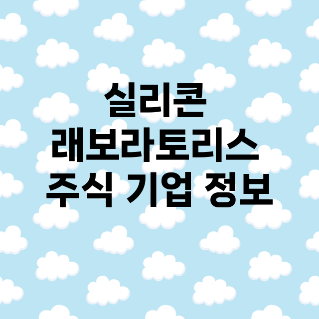 실리콘 래보라토리스 기업 총정리