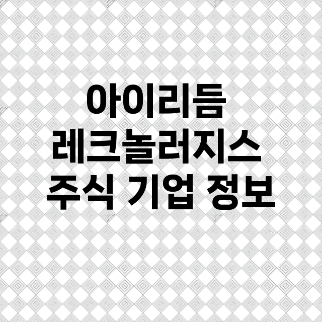 아이리듬 레크놀러지…