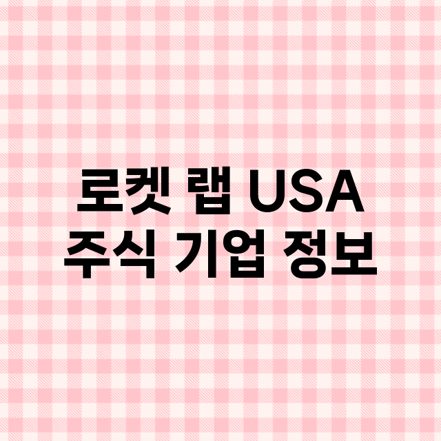 로켓 랩 USA 주…