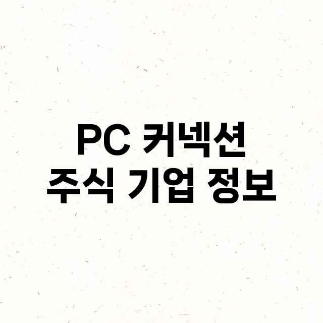 PC 커넥션 기업 총정리