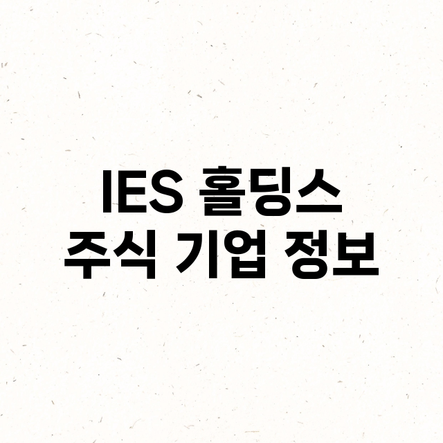 IES 홀딩스 기업 총정리