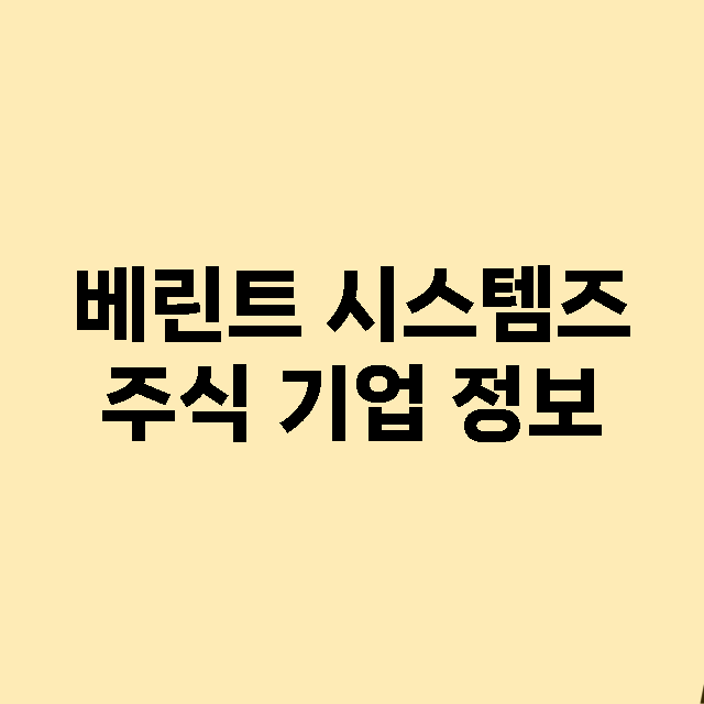 베린트 시스템즈 기업 총정리