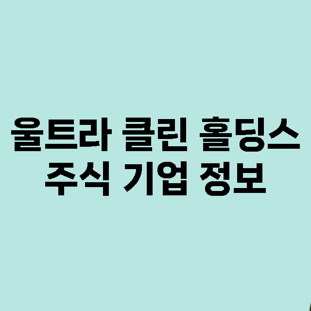 울트라 클린 홀딩스 기업 총정리