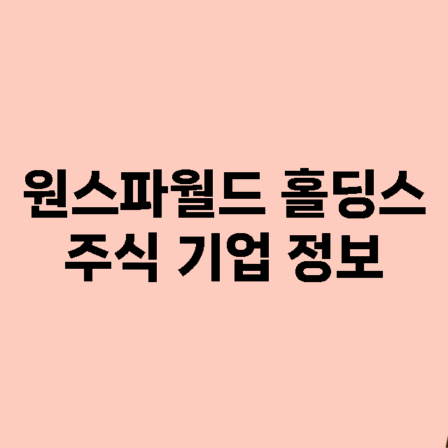 원스파월드 홀딩스 기업 총정리