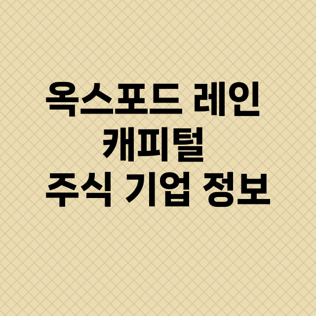 옥스포드 레인 캐피털 기업 총정리