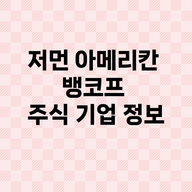 저먼 아메리칸 뱅코프 기업 총정리