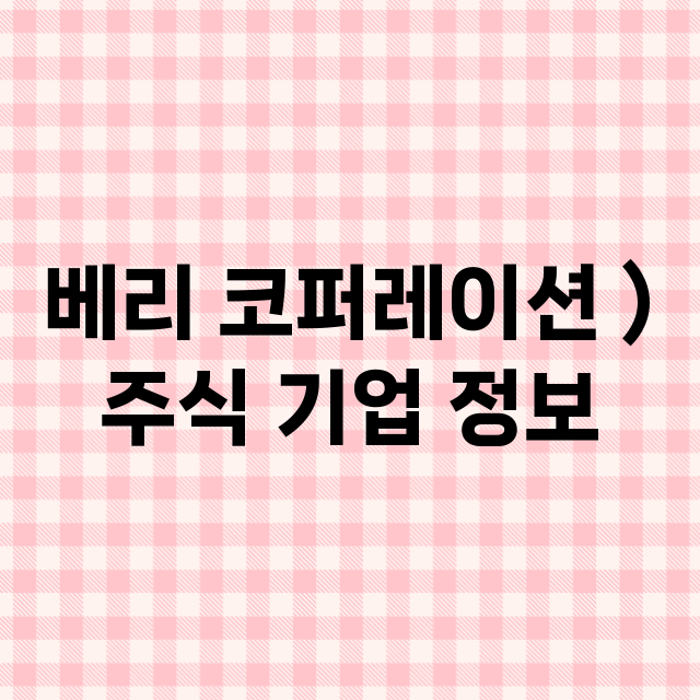 베리 코퍼레이션 ) 기업 총정리