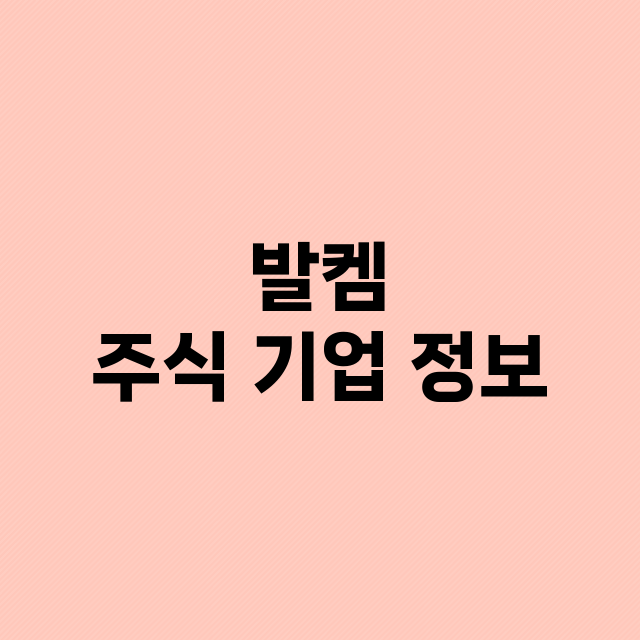 발켐 주식 기업 정…