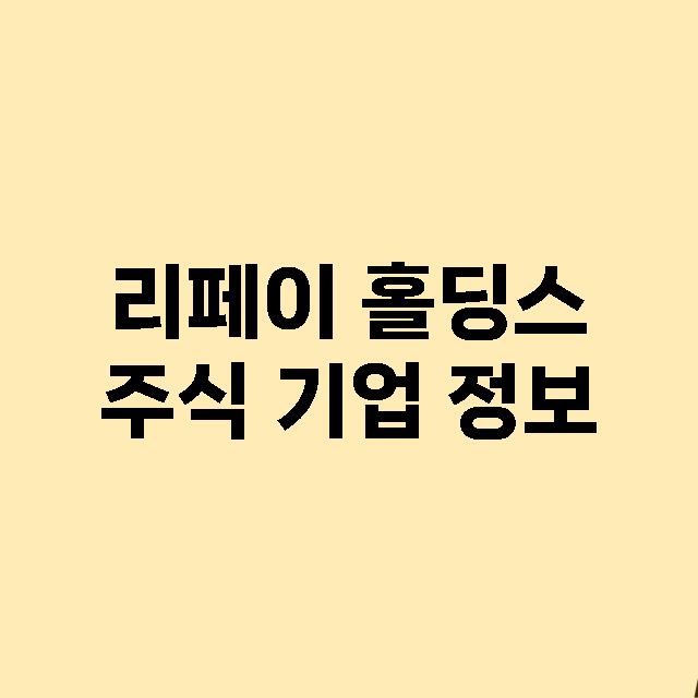 리페이 홀딩스 기업 총정리