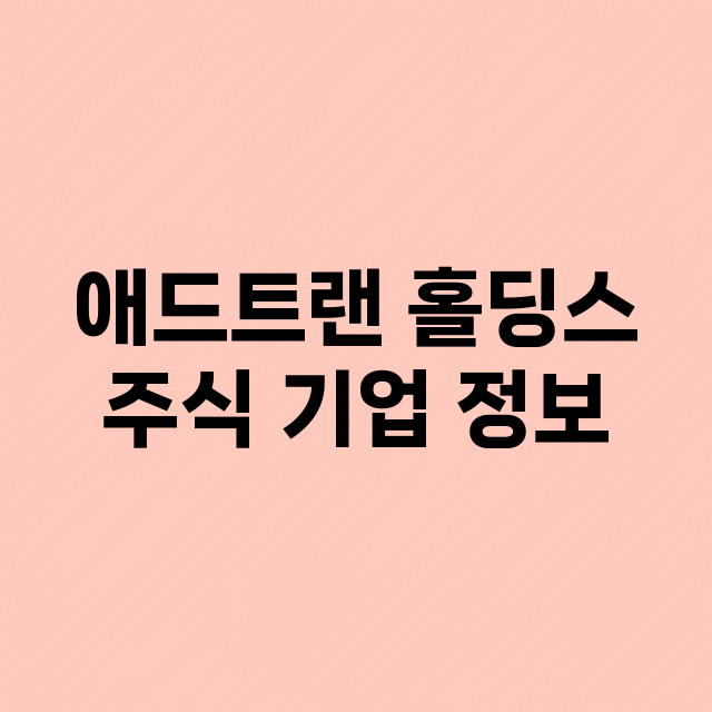 애드트랜 홀딩스 기업 총정리