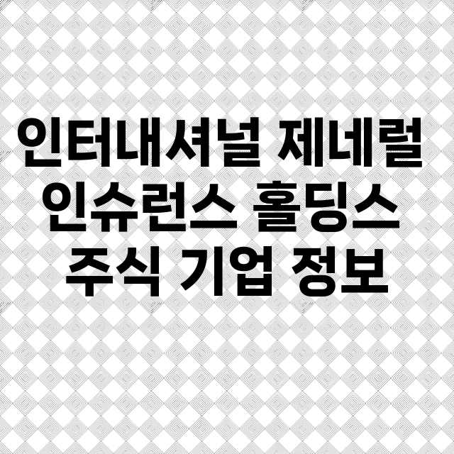 인터내셔널 제네럴 인슈런스 홀딩스 기업 총정리