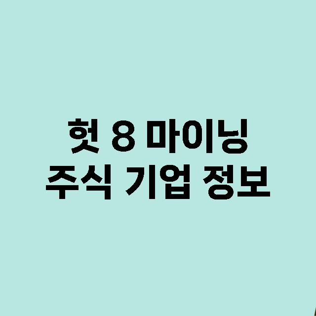 헛 8 마이닝 기업 총정리