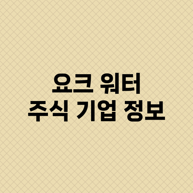 요크 워터 기업 총정리