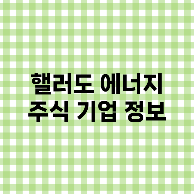 핼러도 에너지 기업 총정리