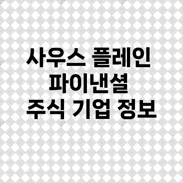 사우스 플레인 파이낸셜 기업 총정리