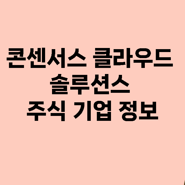 콘센서스 클라우드 솔루션스 기업 총정리