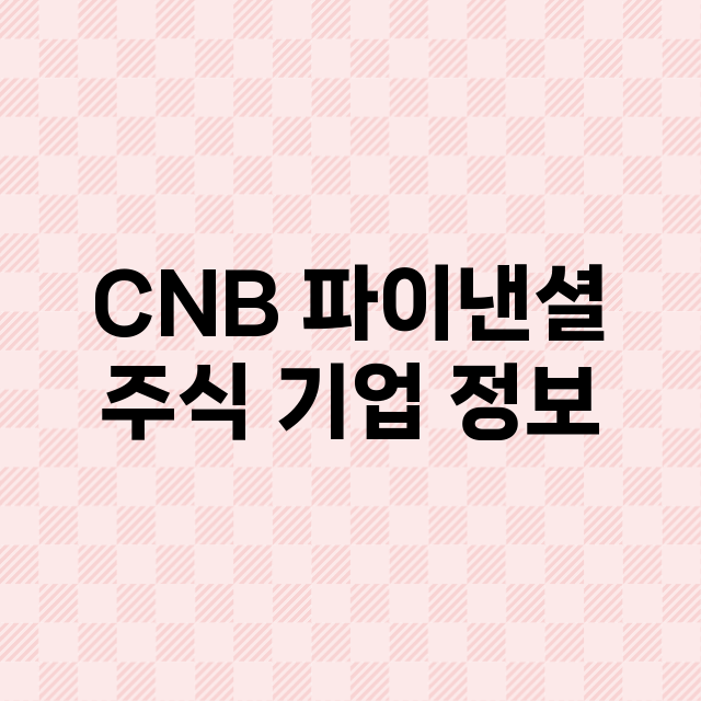 CNB 파이낸셜 기업 총정리