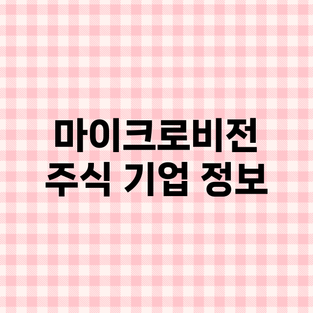 마이크로비전 기업 총정리