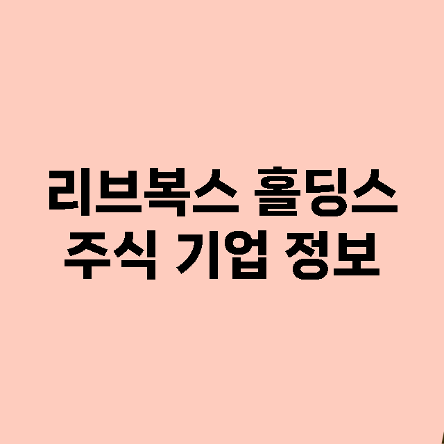 리브복스 홀딩스 기업 총정리