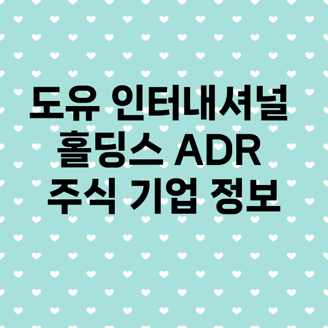 도유 인터내셔널 홀딩스 ADR 기업 총정리