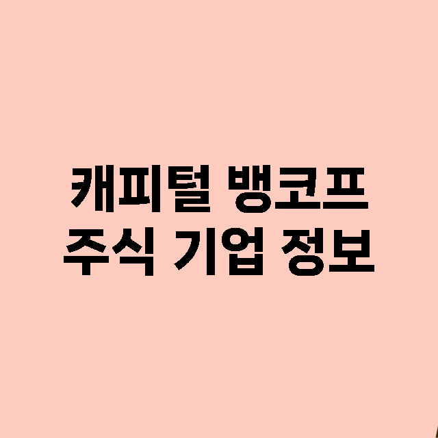 캐피털 뱅코프 기업 총정리