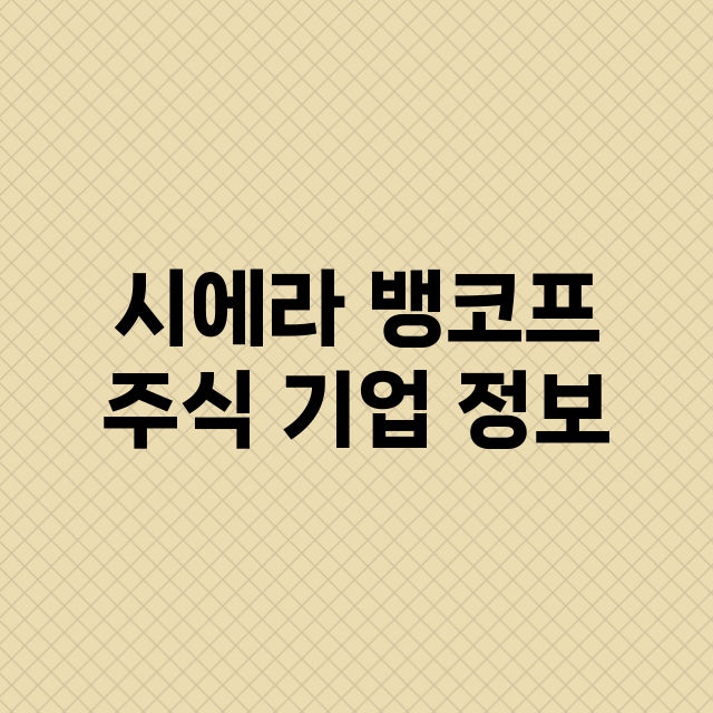 시에라 뱅코프 기업 총정리