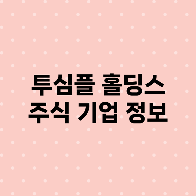 투심플 홀딩스 기업 총정리