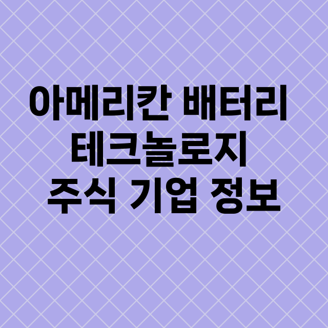 아메리칸 배터리 테크놀로지 기업 총정리