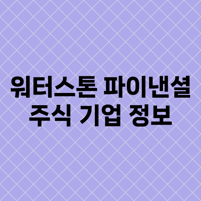 워터스톤 파이낸셜 기업 총정리