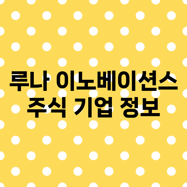 루나 이노베이션스 기업 총정리