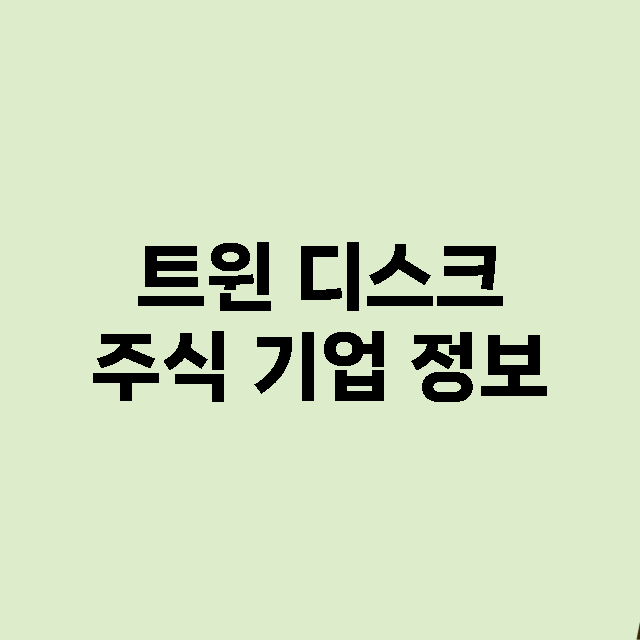 트윈 디스크 기업 총정리