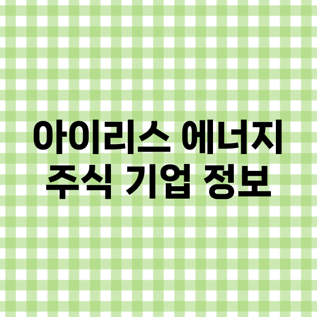 아이리스 에너지 기업 총정리