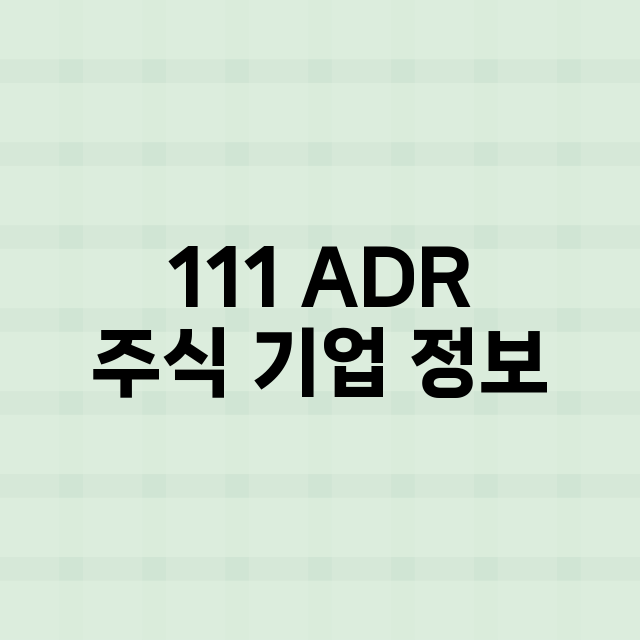 111 ADR 기업 총정리