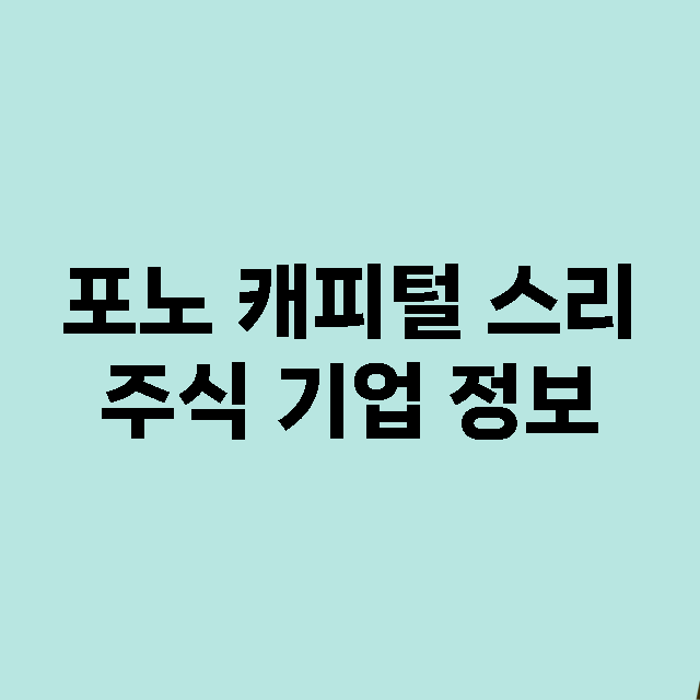 포노 캐피털 스리 기업 총정리