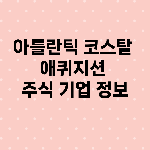 아틀란틱 코스탈 애퀴지션 기업 총정리