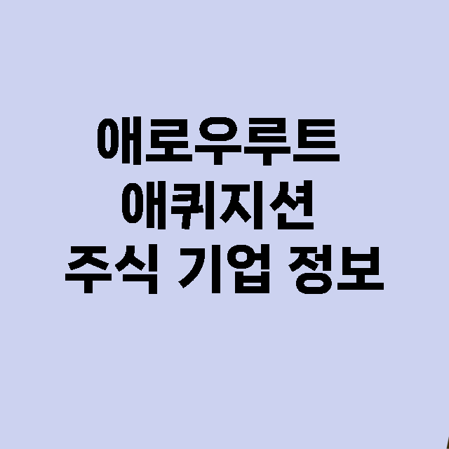 애로우루트 애퀴지션 기업 총정리