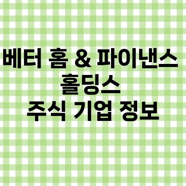 베터 홈 & 파이낸스 홀딩스 기업 총정리