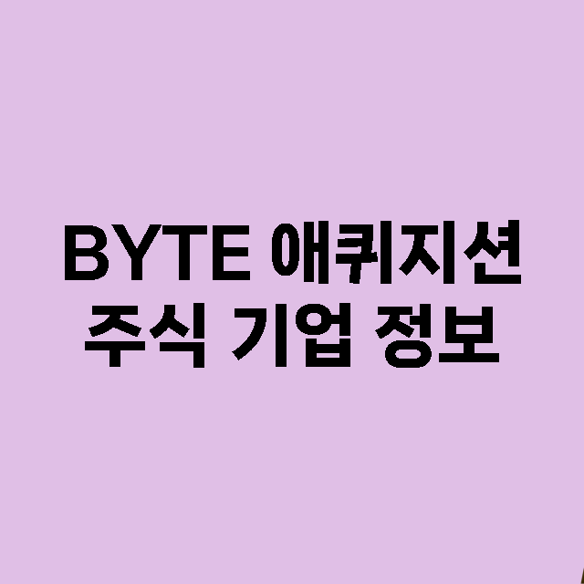 BYTE 애퀴지션 기업 총정리