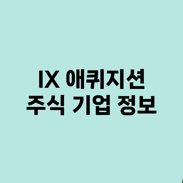 IX 애퀴지션 주식…