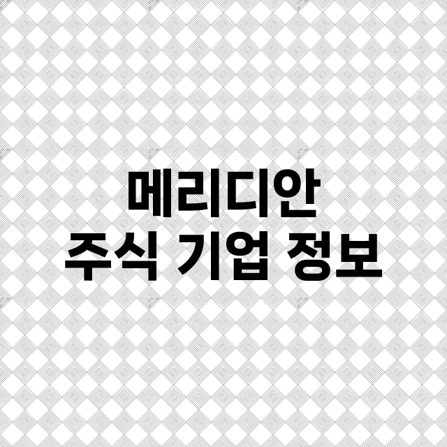 메리디안 기업 총정리