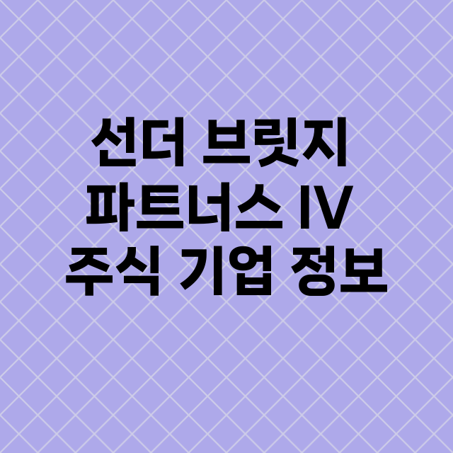 선더 브릿지 파트너스 IV 기업 총정리